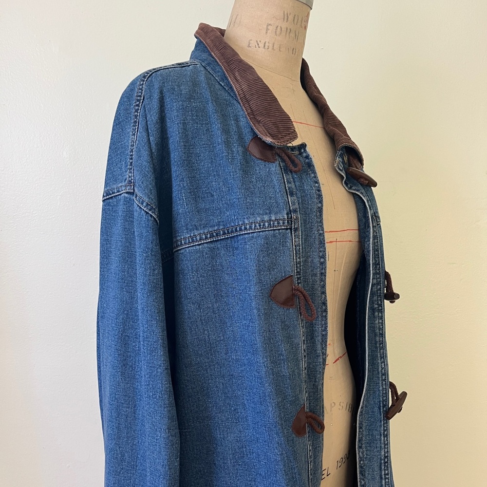 Vintage womens 2x denim corduroy toggle jacket